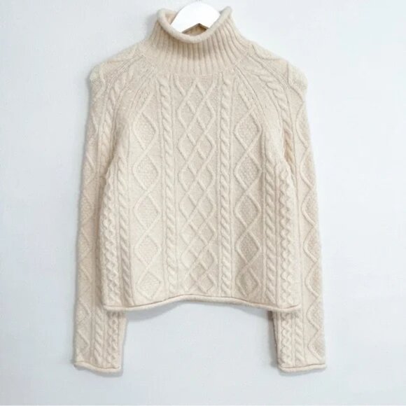J.Crew Cable Knit Rollneck Sweater – Cream Merino Wool/Alpaca Blend – XS - Picture 2 of 5